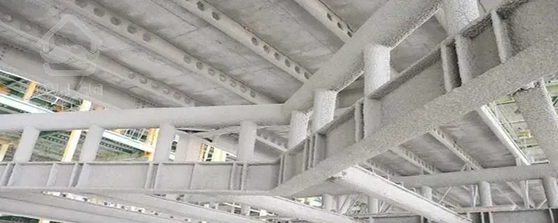 اجرای پوشش ضد حریق اسکلت فلزی شرکت بنیان عمران اکسون