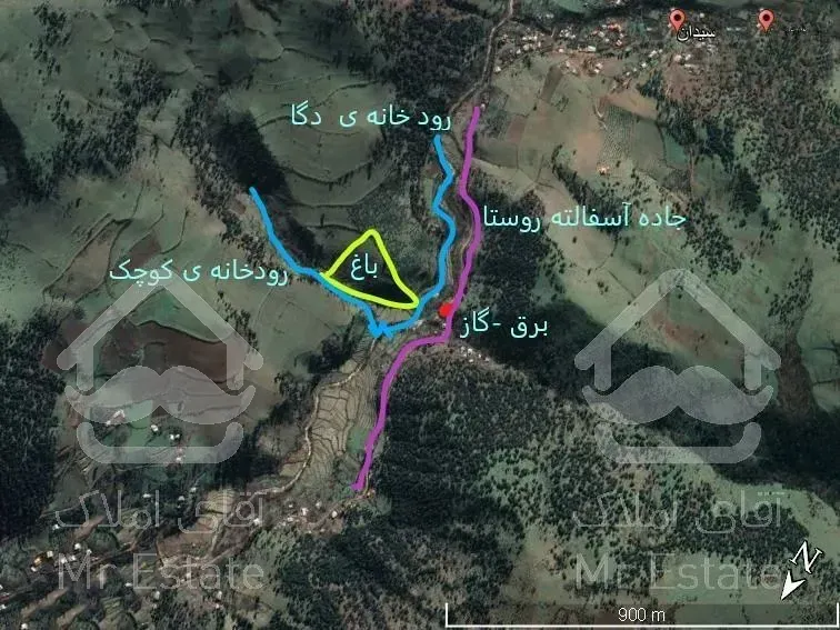 باغ 10000 متری کنار رود روستا ویو عالی