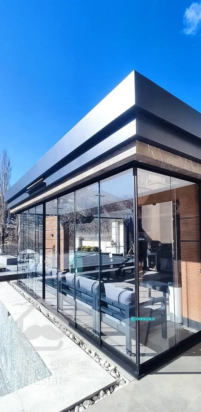 بالکن شیشه ای پارتیشن شیشه تاشو سکوریت و سقف متحرک