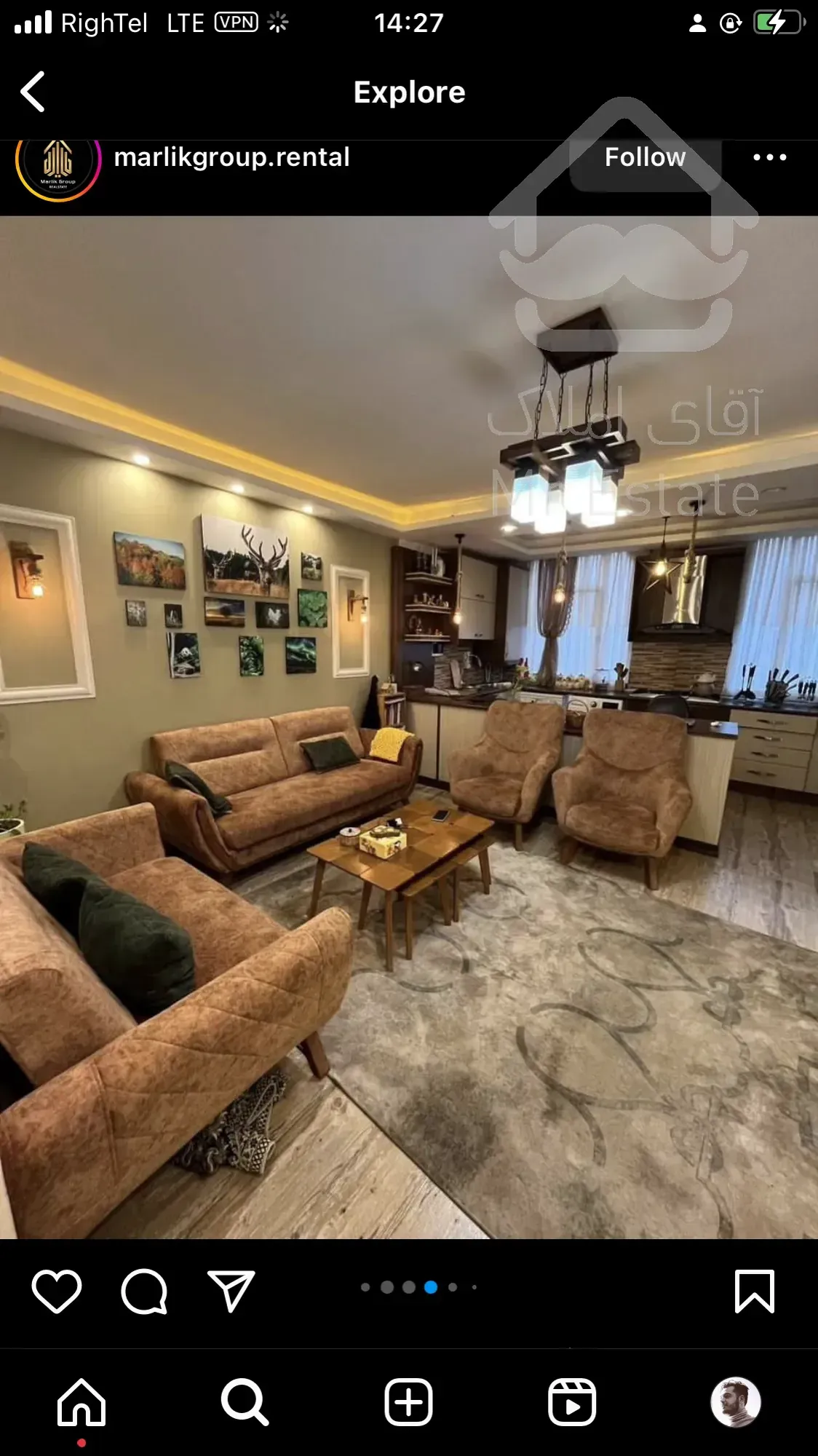 ۶۸متر۲خواب فول نور مستقیم