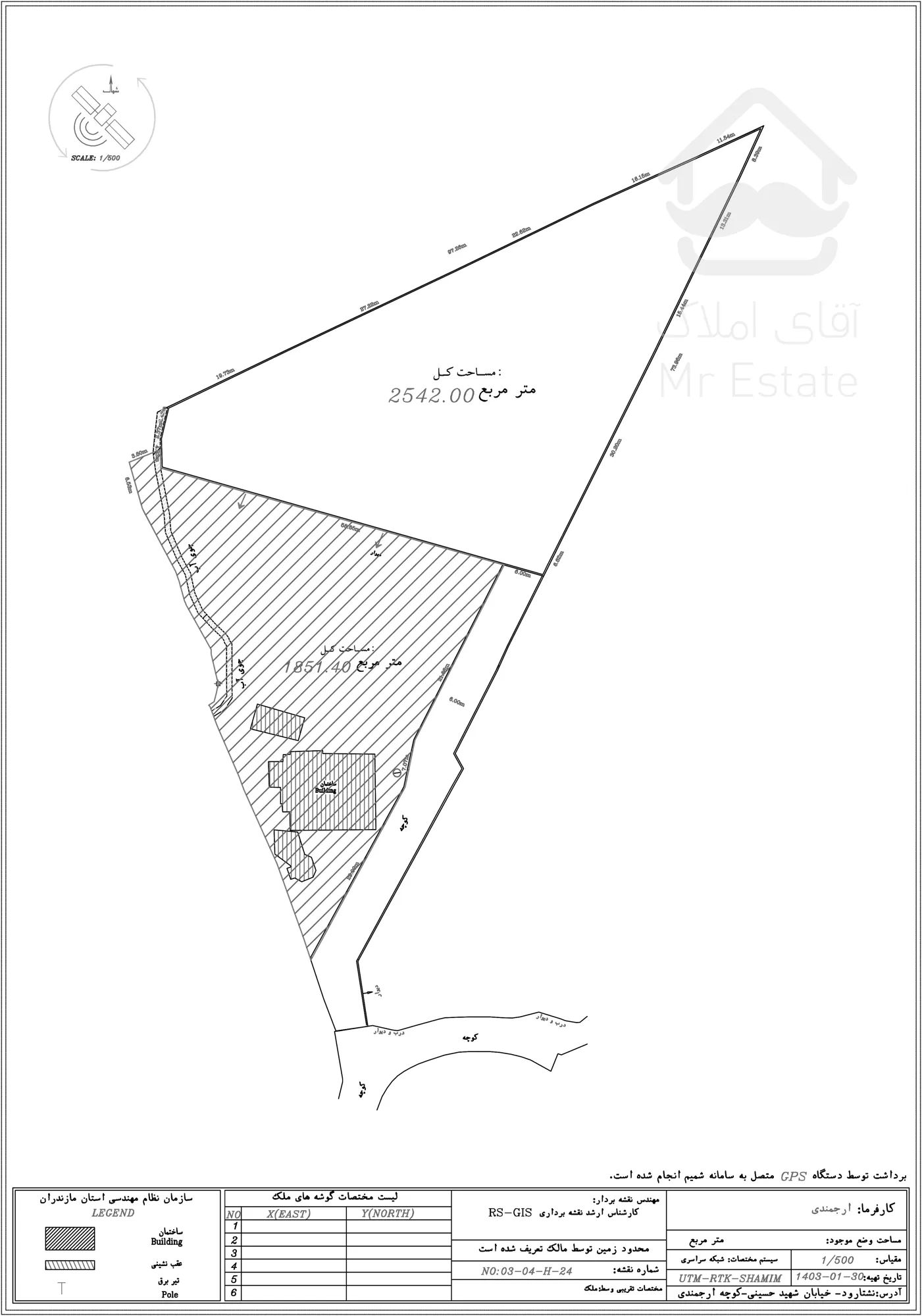 فروش زمین ۲۵۴۰ متری سند دار (شهسوار)