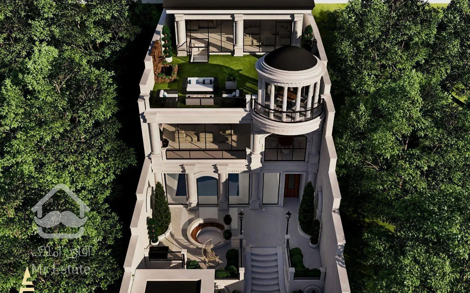 طراحی معماری، طراحی ویلا، نما، محوطه سازی و پلان