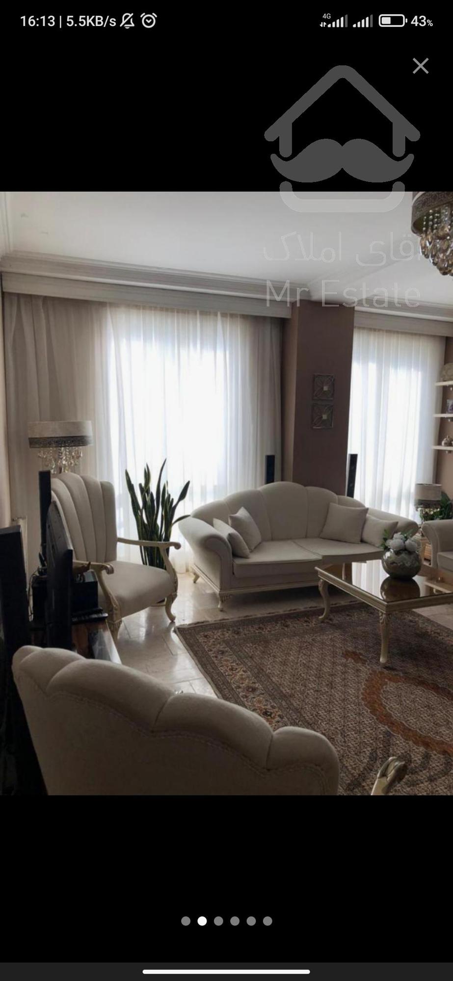 ۸۵ متر فردوس غرب ۵ ساله سالن پرده خور