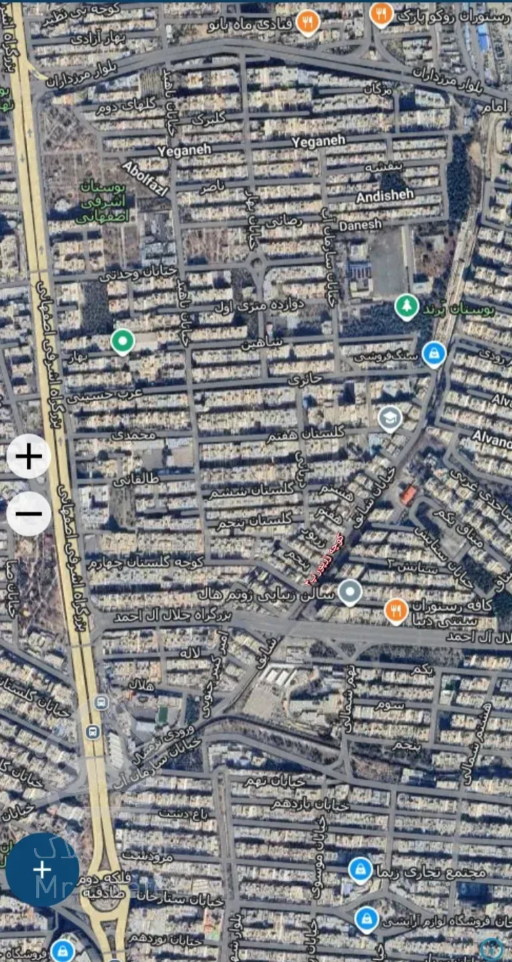 ملک ساختمانی مسکونی : ۱۲۰متر ، بر۶ ، گذر۸ ، جنوبی ، سه۳ طبقه ۹۰متری تک واحدی