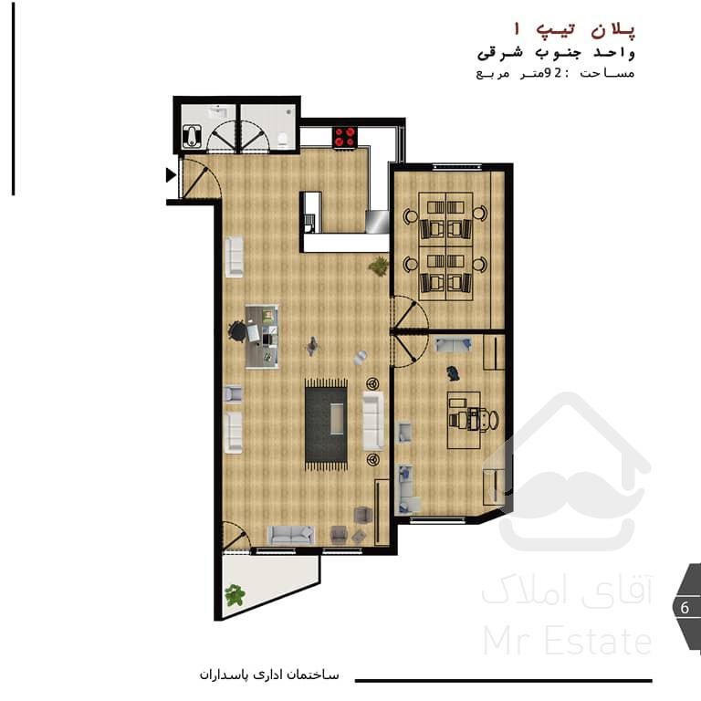 پاسداران ۹۵ متر ۲ اتاق نوساز ۲ پارکینگ