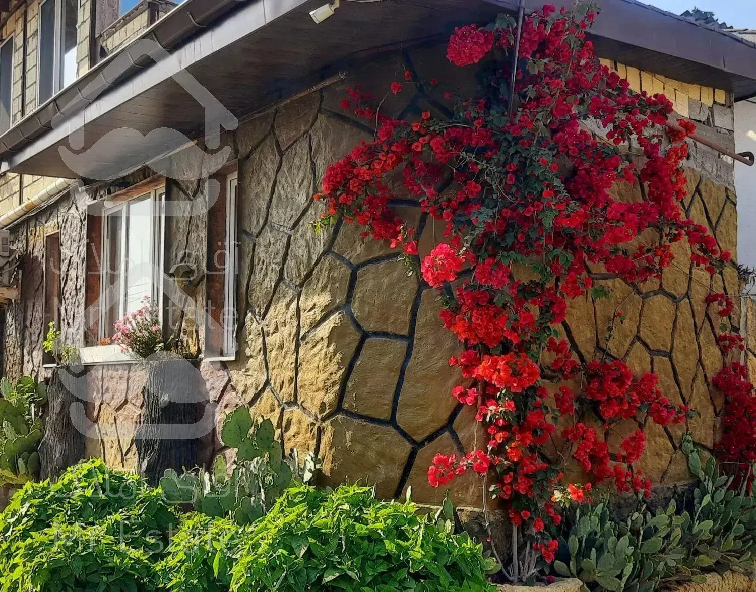 ویلا چوبی جنگلی با آبشار داخل پذیرایی