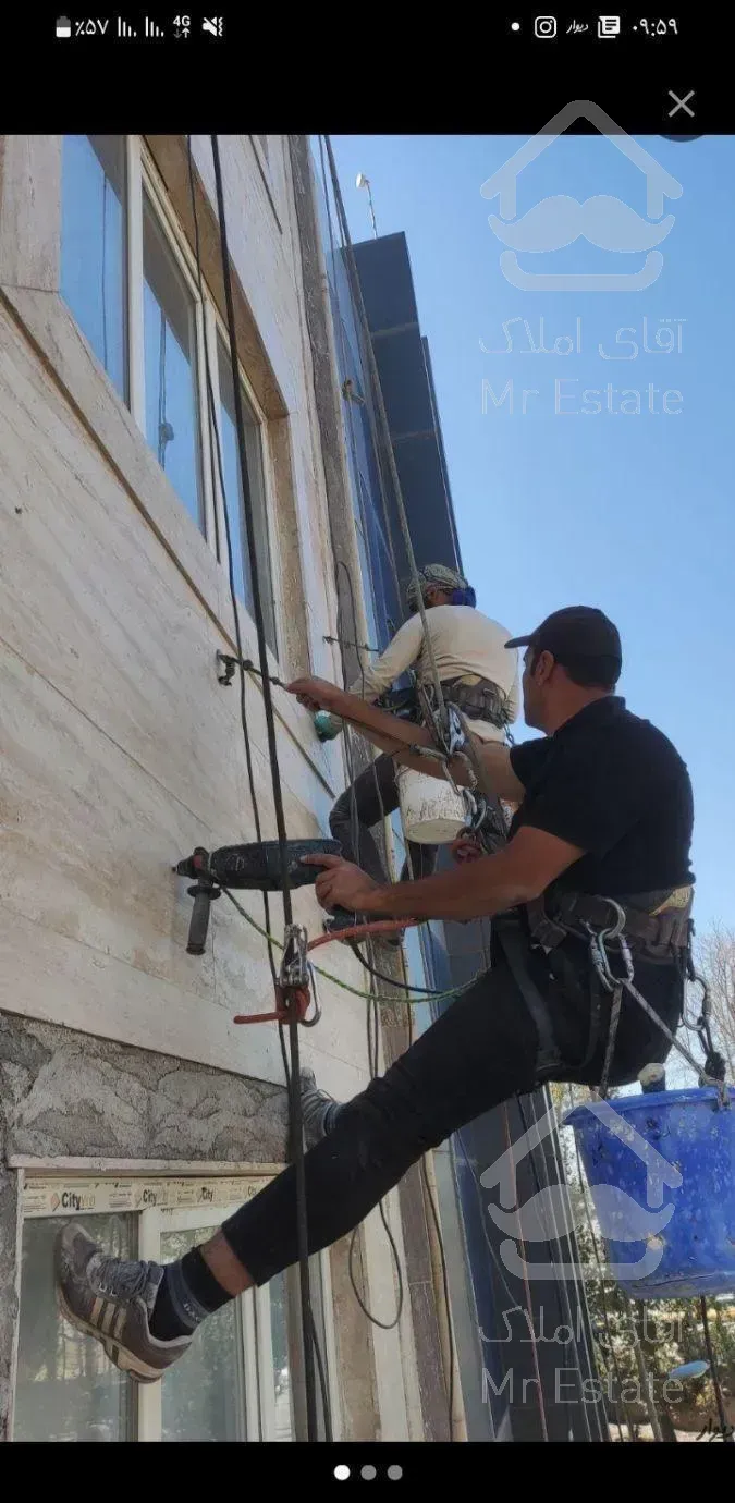 پیچ و رولپلاک،شستشوی نمابدون داربست با طناب (راپل)