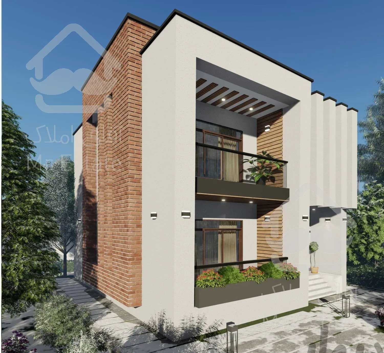 طراحی نما و محوطه باغ ویلا روف گاردن و حیاط