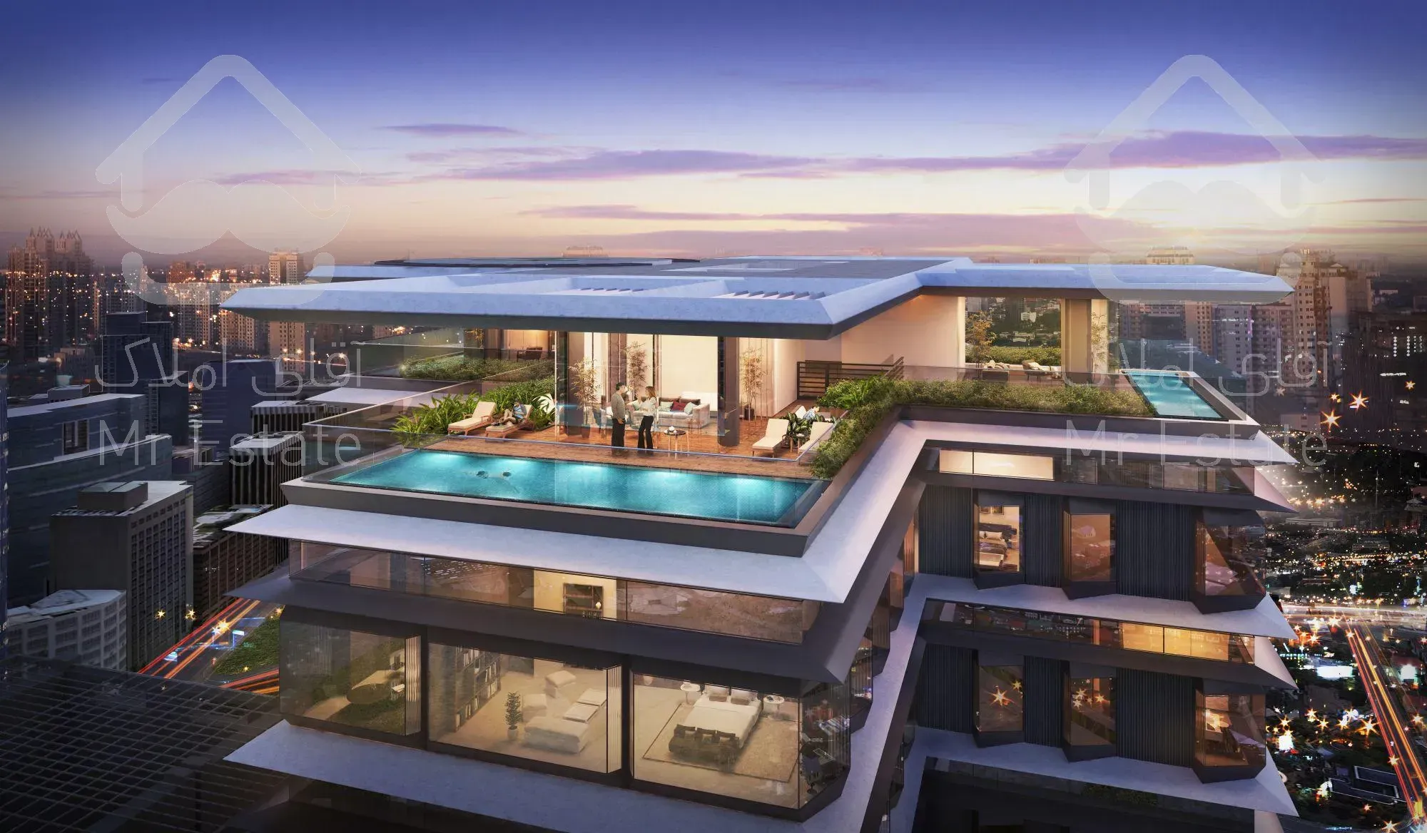 ۵۰۰ متر پنت هاوس + ۳۰۰ متر تراس + مارکدار + ویو ۳۶۰ + ۹P