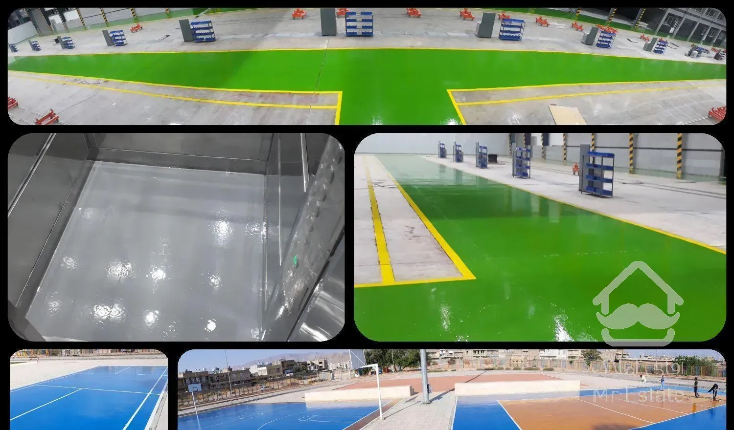 کفپوش اپوکسی کف خط کشی پارکینگ و زمین ورزشی