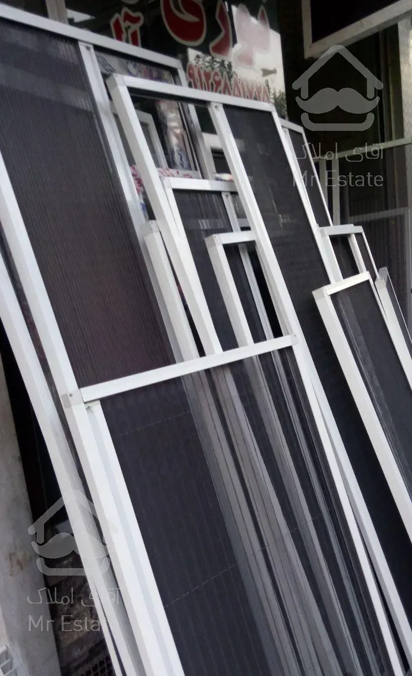توری پلیسه الومینیوم درب پنجره دو جداره جلو بالکن