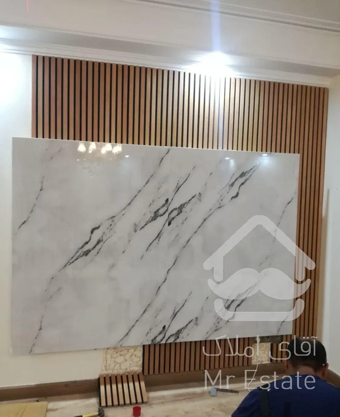 نصاب ماربل شیت ترمو وال نصب لمبه چوبی ترموود