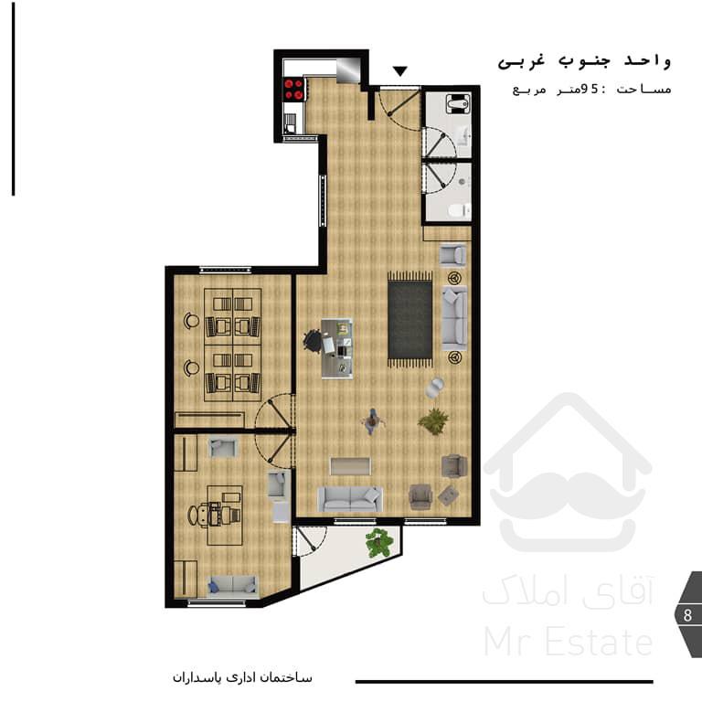 پاسداران ۱۰۵ متر ۲ اتاق نوساز ۲ پارکینگ