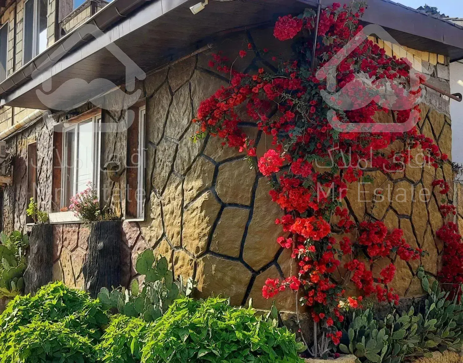 ویلا چوبی جنگلی با آبشار داخل سالن پذیرایی