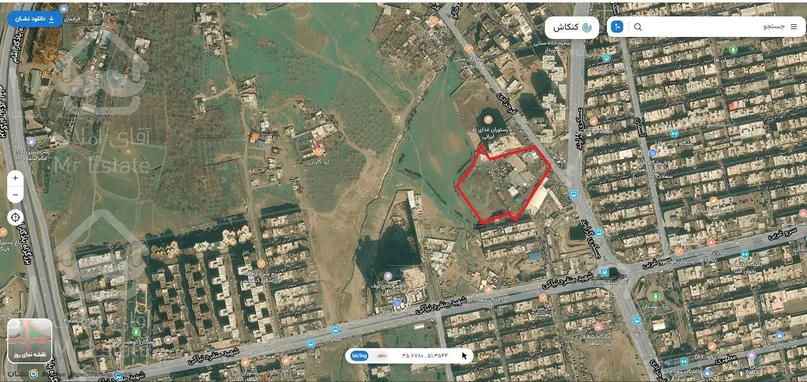 زمین 10000 متری در سعادت آباد