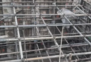 اجرای داربست فلزی نماکفراژ زیر بتن استخر چهارپایه