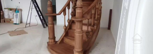 ساخت کف پله چوبی نرده و هنریل چوبی