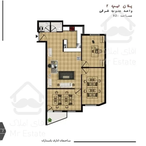 پاسداران ۹۵ متر ۲ اتاق نوساز ۲ پارکینگ