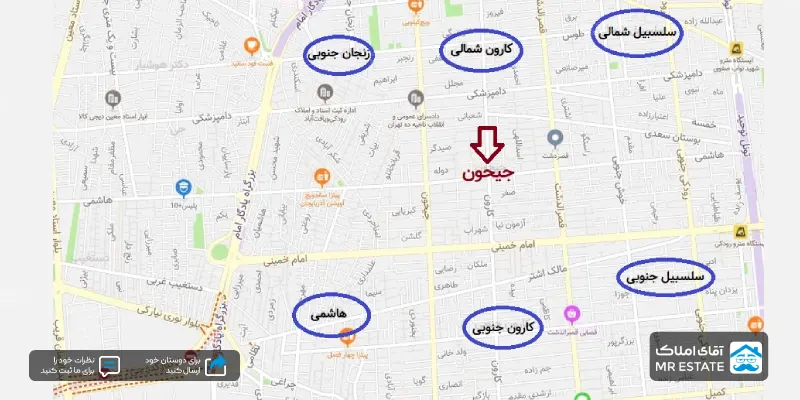 نقشه محله جیحون